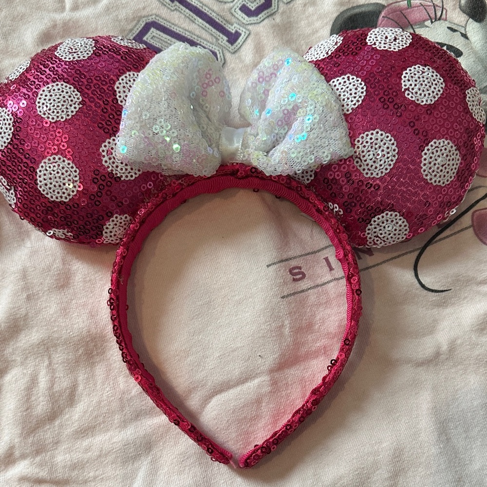 Disney Pink Sequin Polka Dot Disney ears/Headband